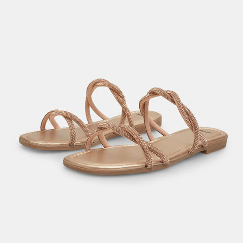 Zapatillas planas de mujer con bridas de joyería , Rosa Zapatillas planas de mujer con bridas de joyería , Rosa